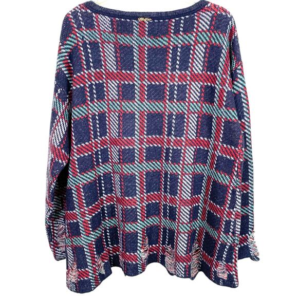 Wildfox White Label Womens Size Small Lennon Distressed Plaid Sweater - Picture 2 of 7